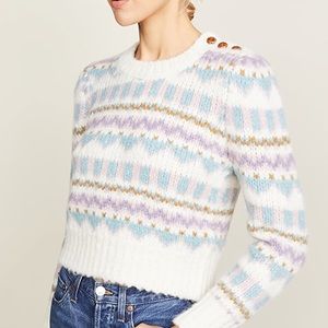 Loveshackfancy Cropped Pastel Fair Isle Pullover sweater